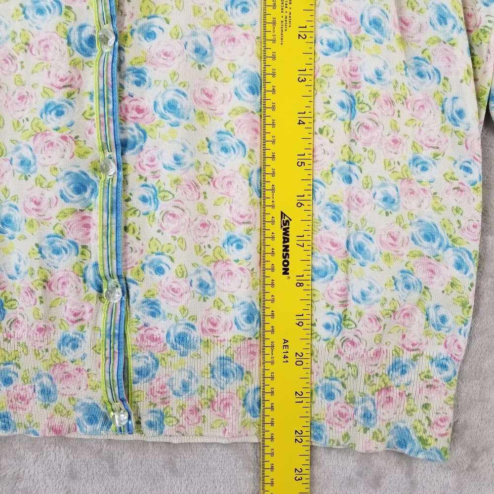 Vtg August Silk Cardigan Women XL Floral Button Front Knit Sweater Cottagecore - Picture 6 of 9